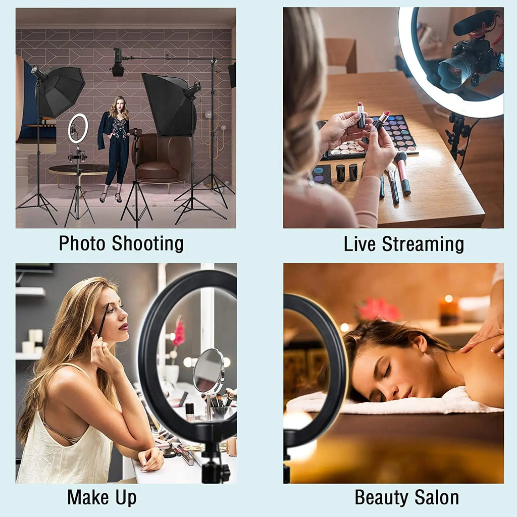 LED Selfie Ring Lighting Photographic Selfie Ring Lamp USB Remote Fill light With Tripods Stand Holder For Video Live Recording