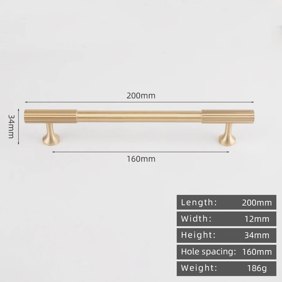 KEDLO Solid brass brushed brass long handle kitchen cabinet antique brass Pull drawer T-handle