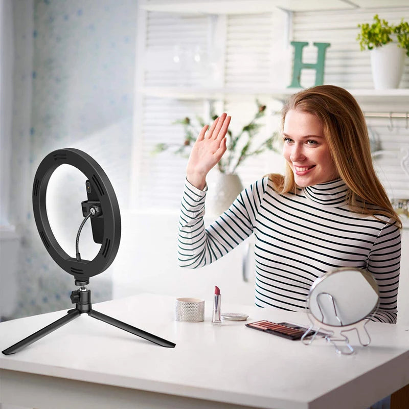LED Selfie Ring Lighting Photographic Selfie Ring Lamp USB Remote Fill light With Tripods Stand Holder For Video Live Recording
