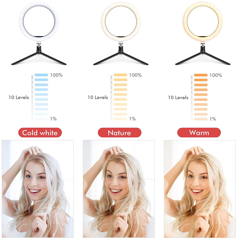 LED Selfie Ring Lighting Photographic Selfie Ring Lamp USB Remote Fill light With Tripods Stand Holder For Video Live Recording