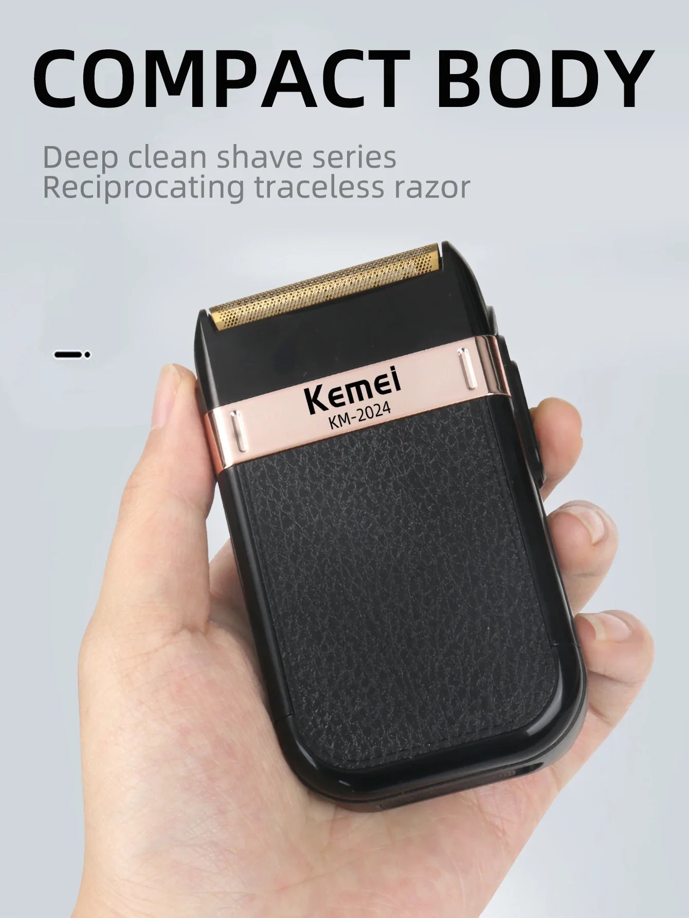 Kemei KM-2024 Electric Shaver for Men Twin Blade Reciprocating Cordless Razor USB Rechargeable Shaving Machine Barber Trimmer