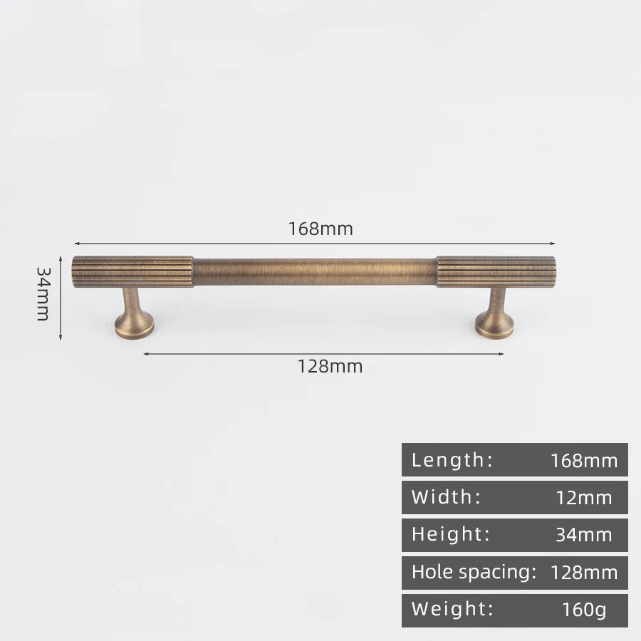 KEDLO Solid brass brushed brass long handle kitchen cabinet antique brass Pull drawer T-handle