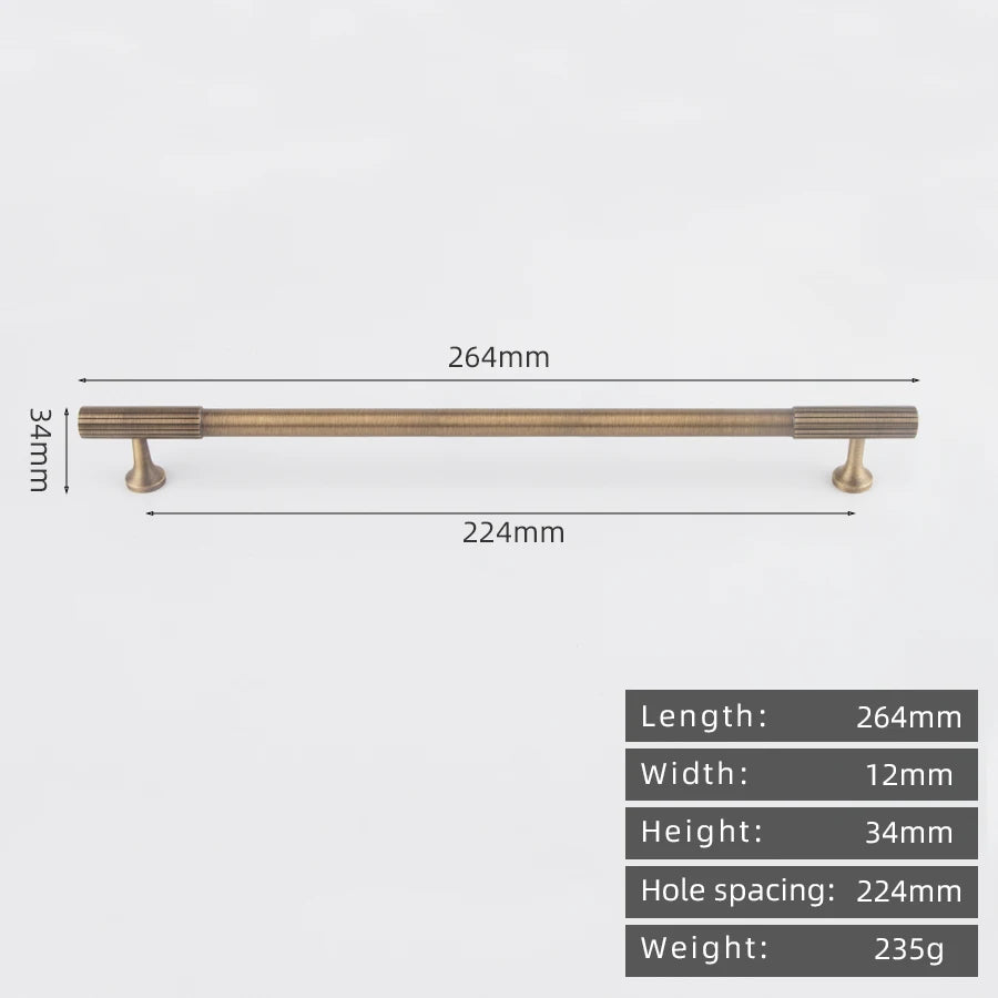 KEDLO Solid brass brushed brass long handle kitchen cabinet antique brass Pull drawer T-handle