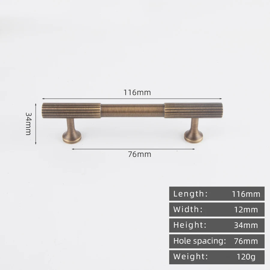 KEDLO Solid brass brushed brass long handle kitchen cabinet antique brass Pull drawer T-handle