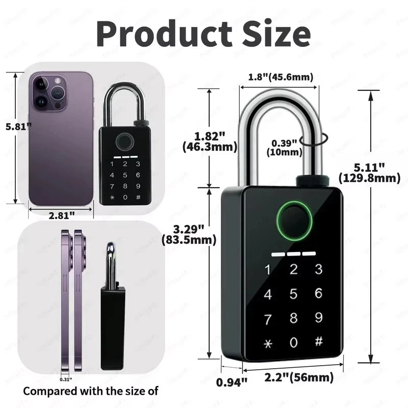 Waterproof Padlock Electronic Lock Keyless Unlock Heavy duty Padlock for home house Warehouse garage
