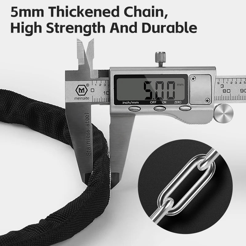 WEST BIKING Bicycle Chain Lock Anti-theft Safety Chain Lock With 2 Keys Durable Stronger E-bike Motorcycle MTB Road Bike Lock