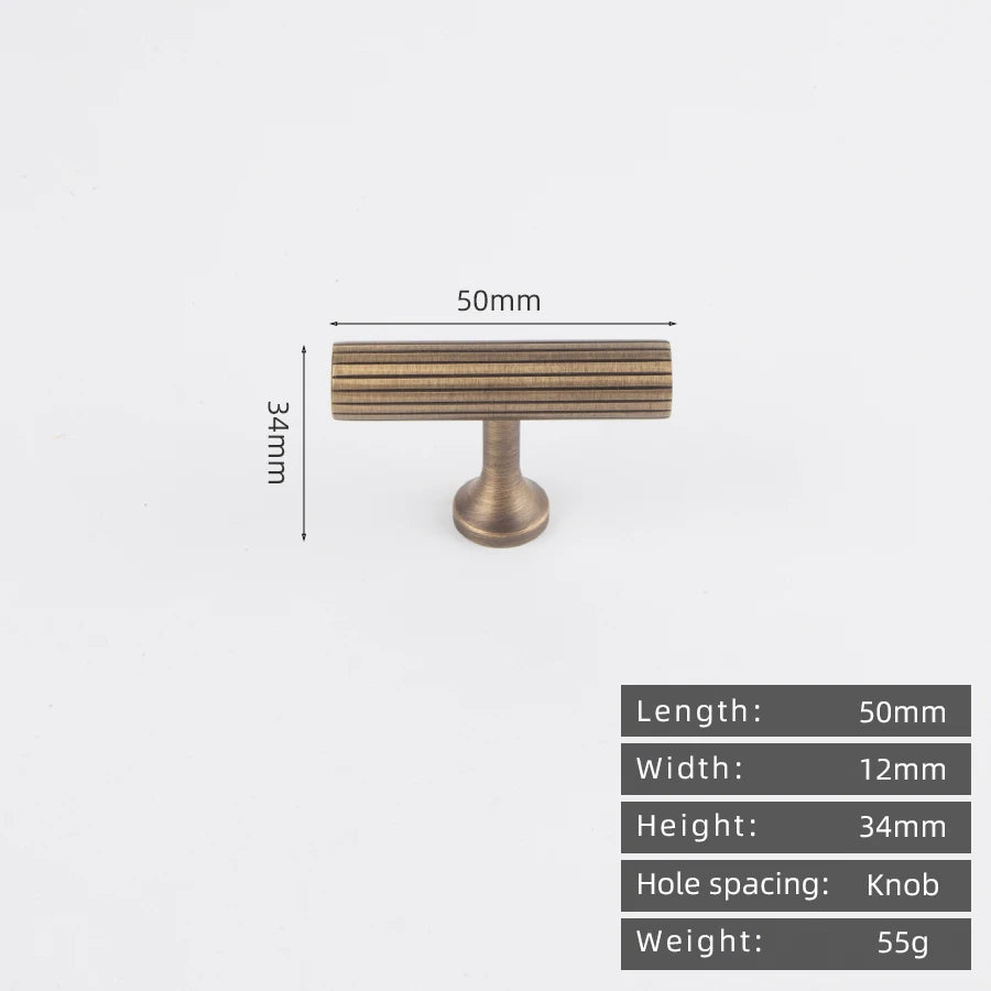 KEDLO Solid brass brushed brass long handle kitchen cabinet antique brass Pull drawer T-handle