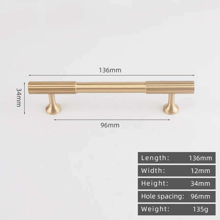 KEDLO Solid brass brushed brass long handle kitchen cabinet antique brass Pull drawer T-handle