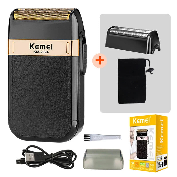Kemei KM-2024 Electric Shaver for Men Twin Blade Reciprocating Cordless Razor USB Rechargeable Shaving Machine Barber Trimmer