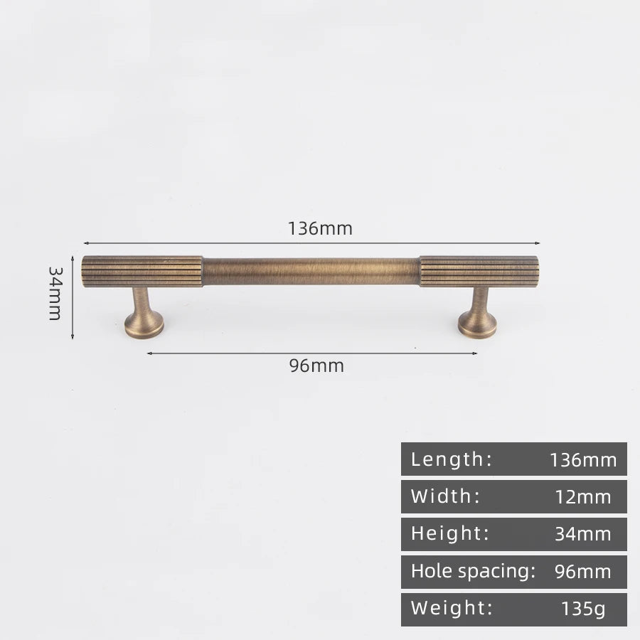 KEDLO Solid brass brushed brass long handle kitchen cabinet antique brass Pull drawer T-handle