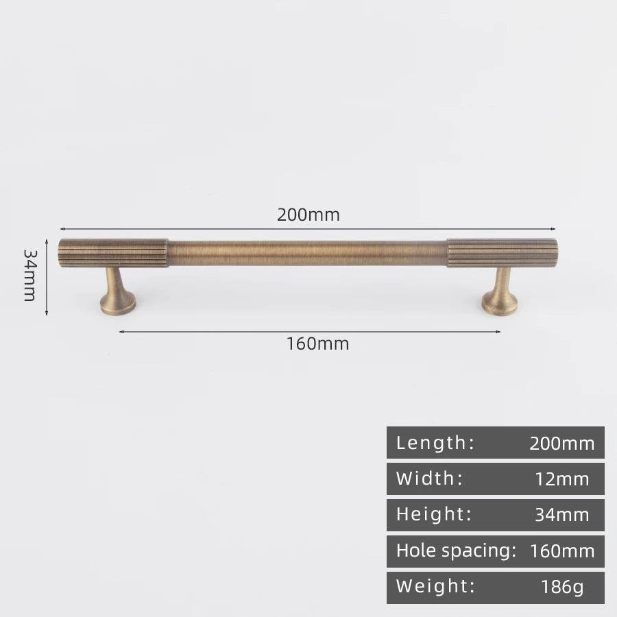 KEDLO Solid brass brushed brass long handle kitchen cabinet antique brass Pull drawer T-handle