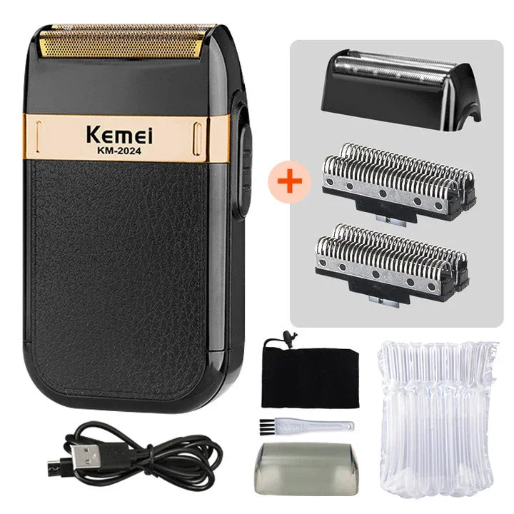 Kemei KM-2024 Electric Shaver for Men Twin Blade Reciprocating Cordless Razor USB Rechargeable Shaving Machine Barber Trimmer