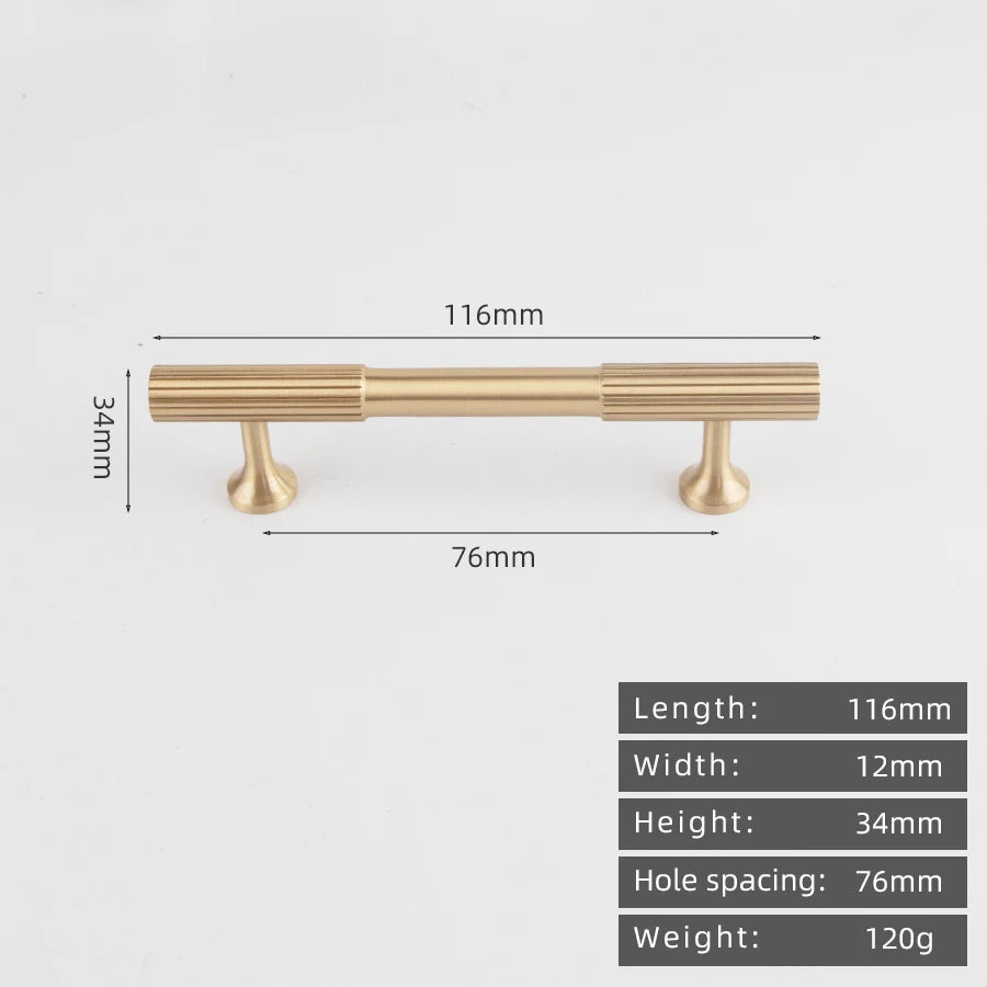 KEDLO Solid brass brushed brass long handle kitchen cabinet antique brass Pull drawer T-handle