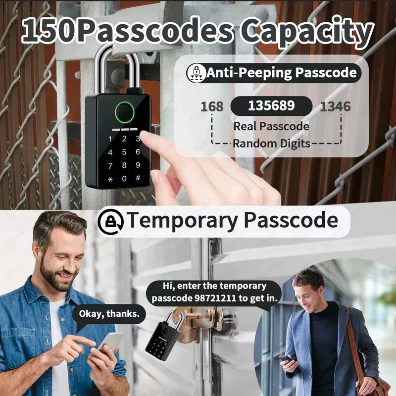 Waterproof Padlock Electronic Lock Keyless Unlock Heavy duty Padlock for home house Warehouse garage