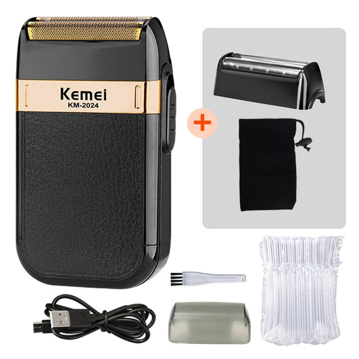 Kemei KM-2024 Electric Shaver for Men Twin Blade Reciprocating Cordless Razor USB Rechargeable Shaving Machine Barber Trimmer
