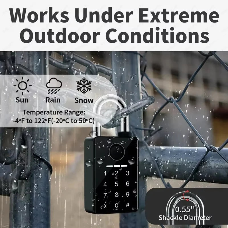 Waterproof Padlock Electronic Lock Keyless Unlock Heavy duty Padlock for home house Warehouse garage