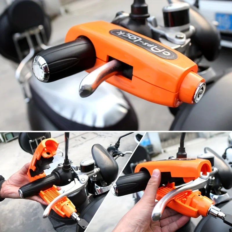 Motorcycle Lock, Universal Motorcycle Handlebar Lock with 2 Keys and Washers, Front Brake and Clutch Lock for Anti-Theft and Anti-Pry, Grip Lock for Bicycles, Mountain Bikes, Dirt Bikes, Etc
