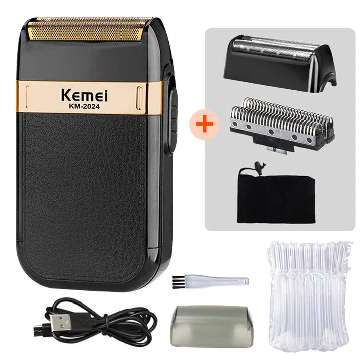 Kemei KM-2024 Electric Shaver for Men Twin Blade Reciprocating Cordless Razor USB Rechargeable Shaving Machine Barber Trimmer