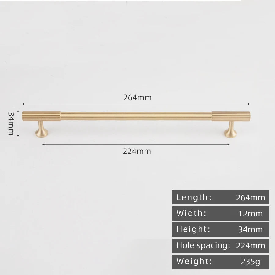 KEDLO Solid brass brushed brass long handle kitchen cabinet antique brass Pull drawer T-handle