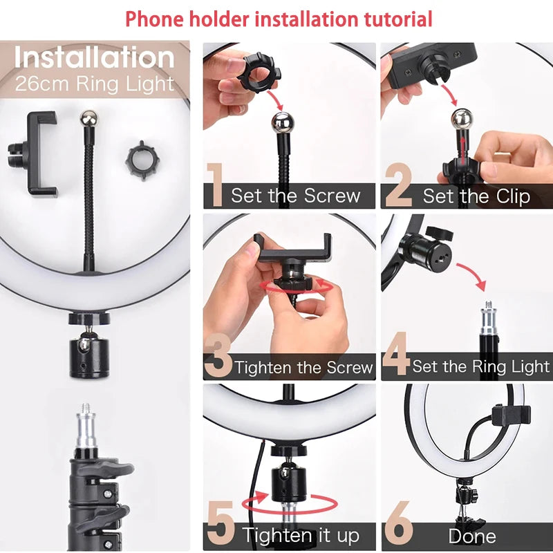 LED Selfie Ring Lighting Photographic Selfie Ring Lamp USB Remote Fill light With Tripods Stand Holder For Video Live Recording