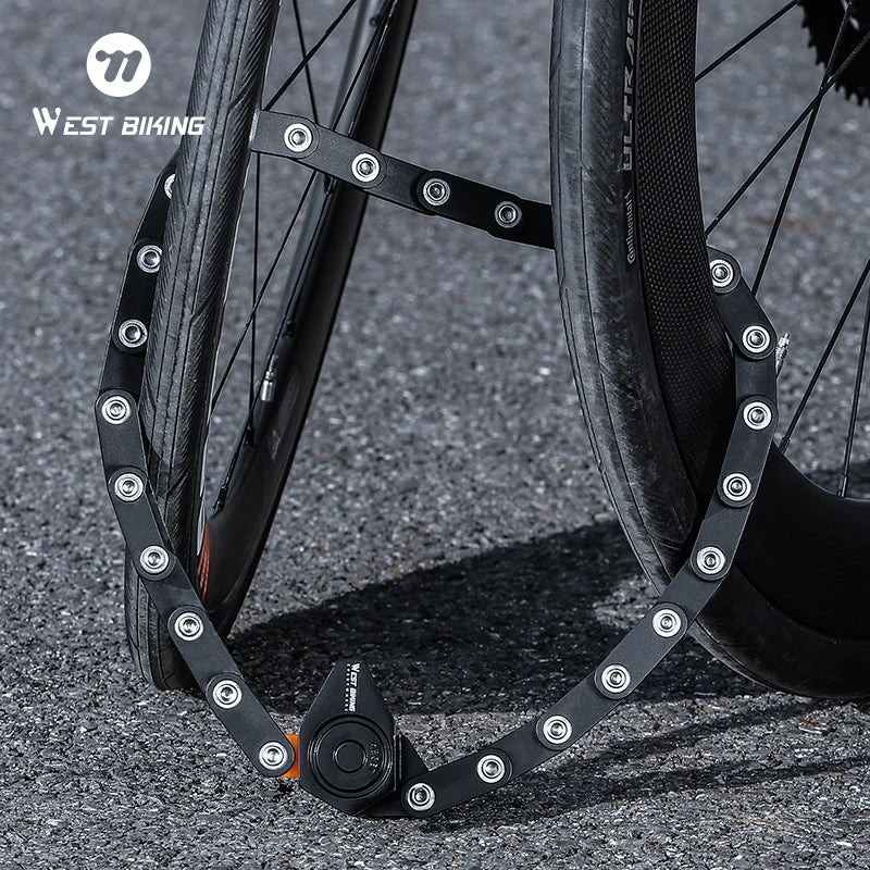 WEST BIKING Bike Foldable Password Lock Anti-theft E-Bike Chain MTB Padlock Motorcycle Safety Portable Locks Bicycle Accessories