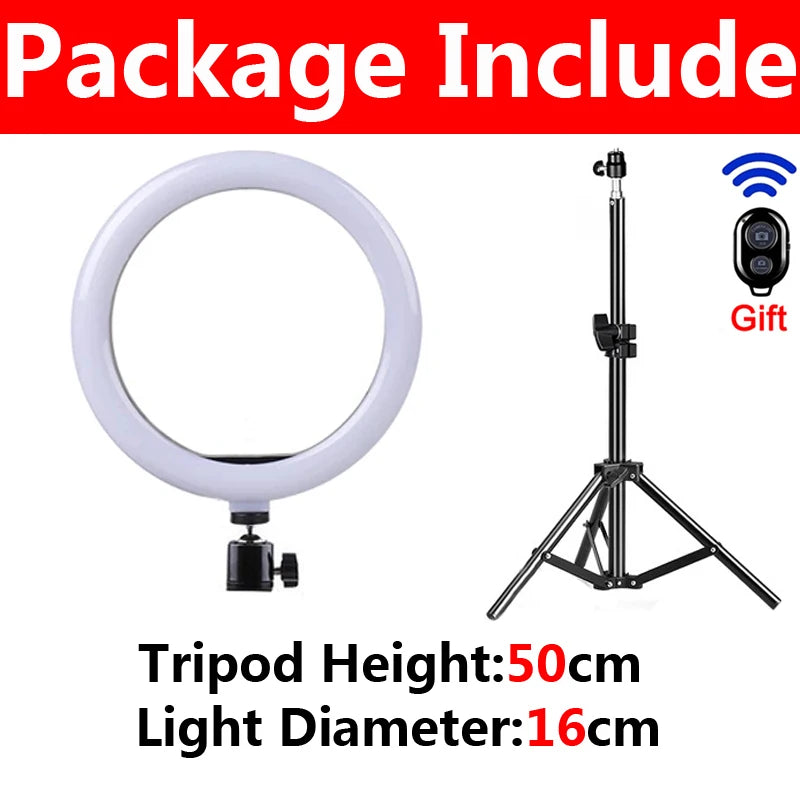 LED Selfie Ring Lighting Photographic Selfie Ring Lamp USB Remote Fill light With Tripods Stand Holder For Video Live Recording