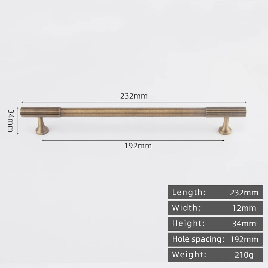 KEDLO Solid brass brushed brass long handle kitchen cabinet antique brass Pull drawer T-handle