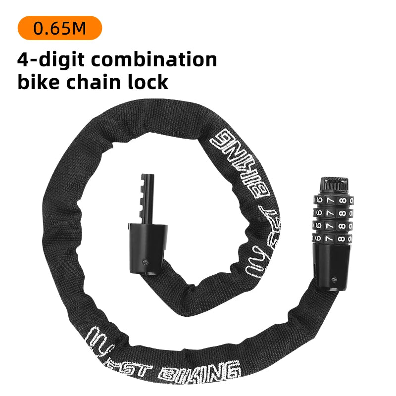 WEST BIKING Bicycle Chain Lock Anti-theft Safety Chain Lock With 2 Keys Durable Stronger E-bike Motorcycle MTB Road Bike Lock